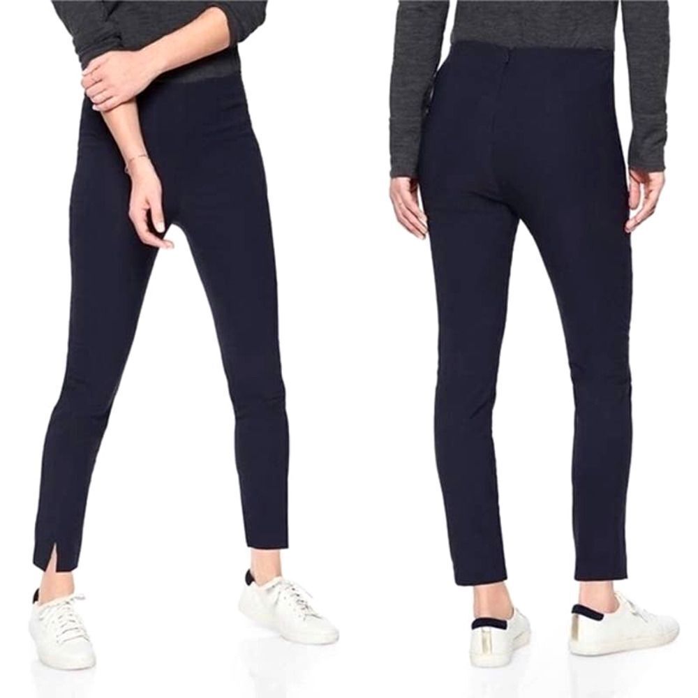 Athleta Wander Slim cropped‎ ankle Pants front slits Sz 0 black